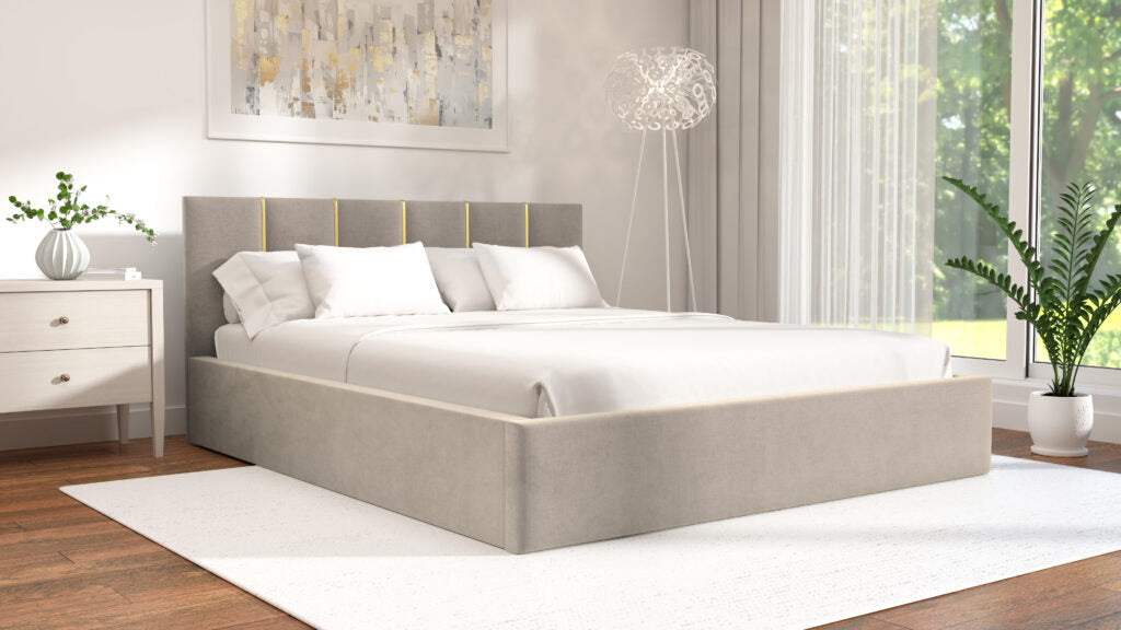 Łóżko tapicerowane z materacem | Gold