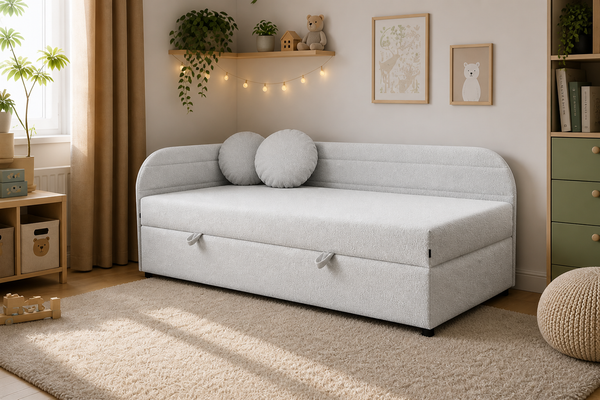 Łóżko Tapczan  WOOLLY Baranek BOUCLÉ PREMIUM