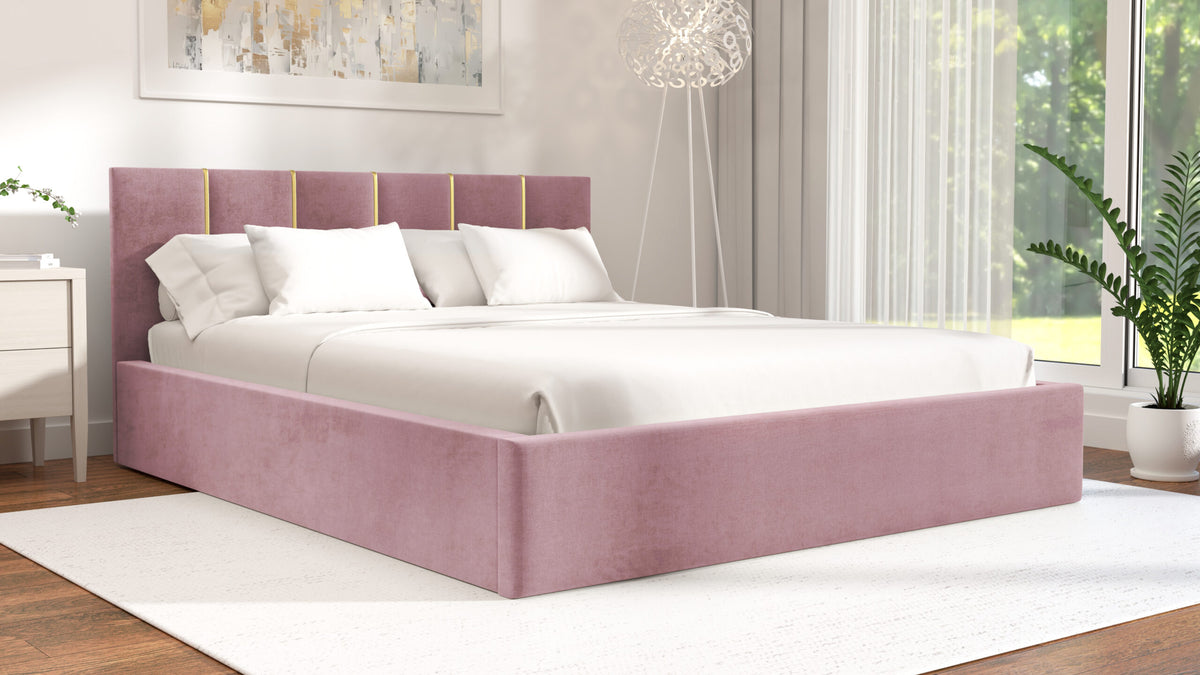 Łóżko tapicerowane z materacem | Gold