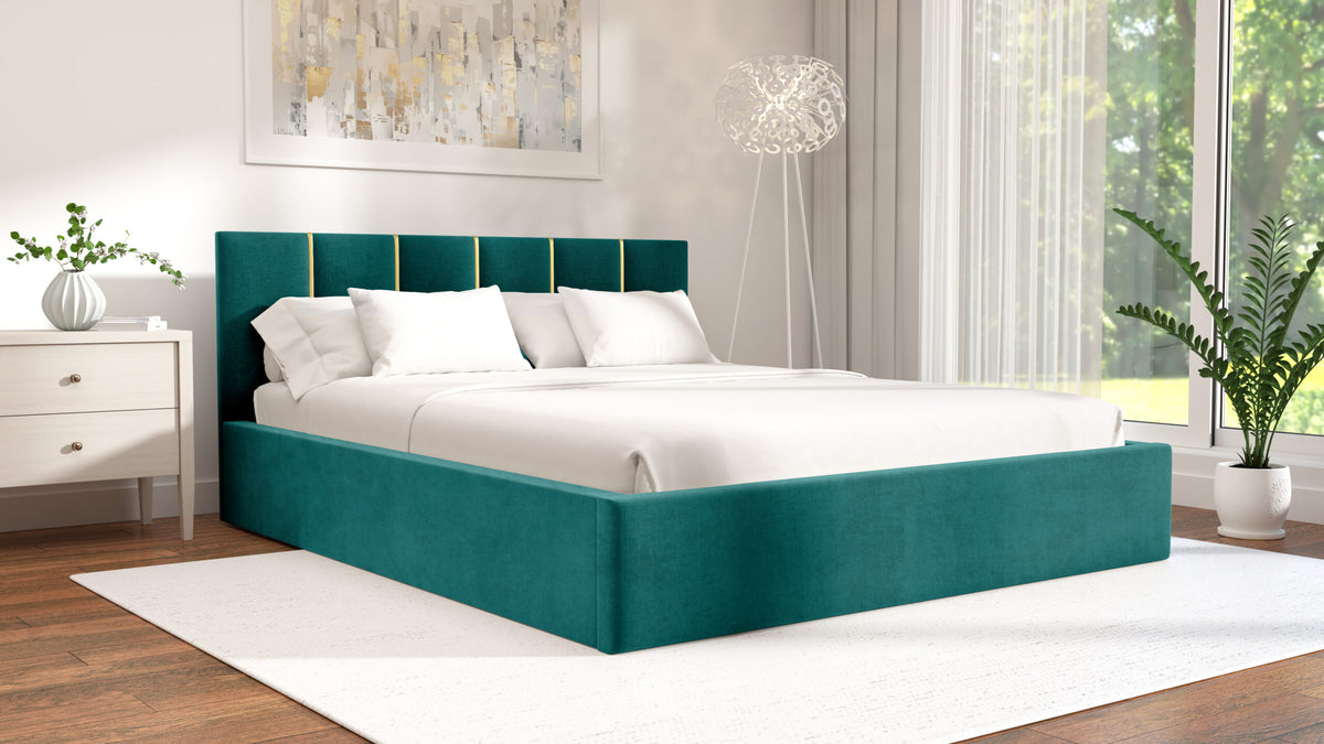 Łóżko tapicerowane z materacem | Gold