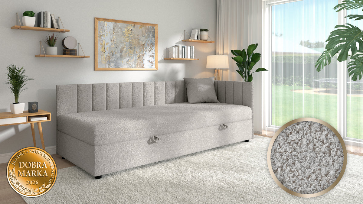 Łóżko Tapczan Tutuś WOOLLY Baranek BOUCLÉ PREMIUM