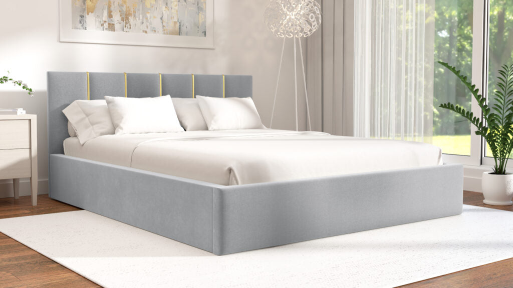 Łóżko tapicerowane z materacem | Gold