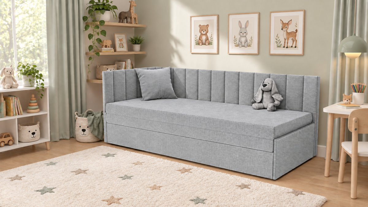 Tutuś Duo – Sztruks Premium Apollo – Srebrny – pokój dziecięcy